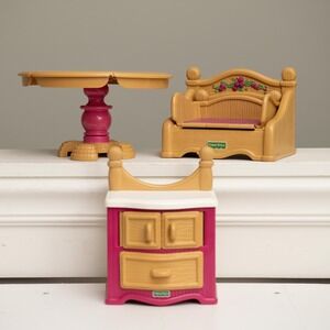 VTG Briarberry Doll Furniture Table Bed / Couch Dresser Retro Victorian 3pc set